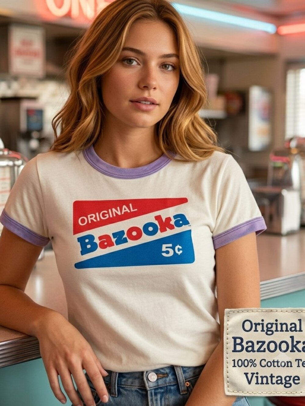 Original Bazooka Unisex Teen S T-Shirt Logo Graphic 100% Cotton Breathable VTG